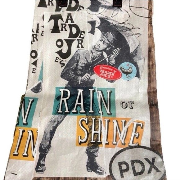 Trader Joe's Handbags - Trader Joes Tote  Bag Portland Oregon Weird Rain  Coffee New